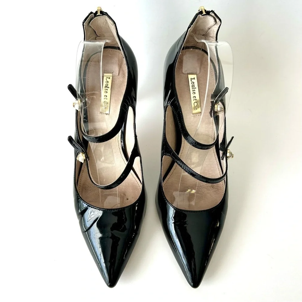 Louise et Cie Jolanie Pump Witchy Mary Jane Heels Black Patent Leather Size 10